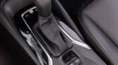 Automatic gear selector in Park with illuminated P, surrounded by leather and chrome trim.
